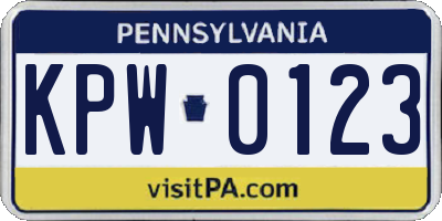 PA license plate KPW0123