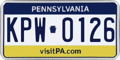 PA license plate KPW0126