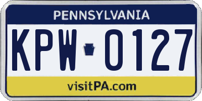 PA license plate KPW0127
