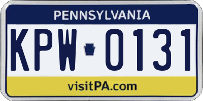 PA license plate KPW0131