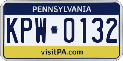 PA license plate KPW0132