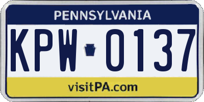 PA license plate KPW0137