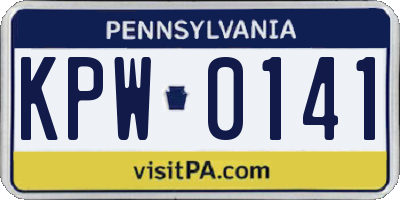 PA license plate KPW0141