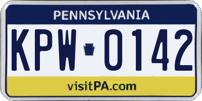 PA license plate KPW0142