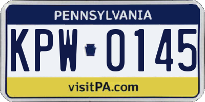 PA license plate KPW0145