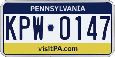 PA license plate KPW0147