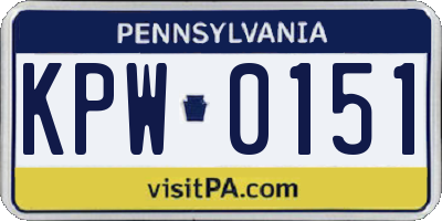 PA license plate KPW0151