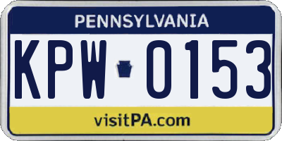 PA license plate KPW0153