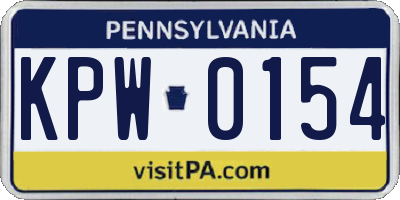 PA license plate KPW0154