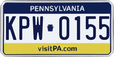 PA license plate KPW0155