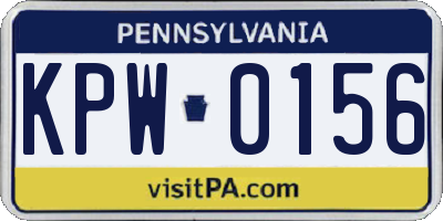 PA license plate KPW0156
