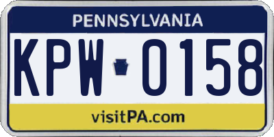 PA license plate KPW0158