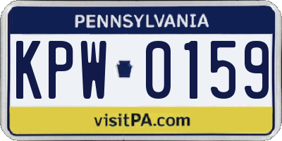 PA license plate KPW0159