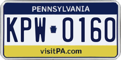 PA license plate KPW0160