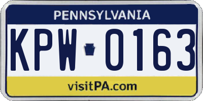 PA license plate KPW0163