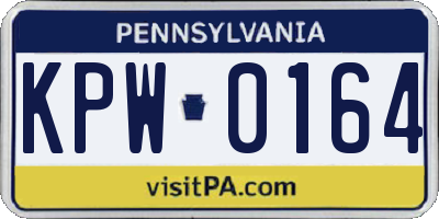 PA license plate KPW0164