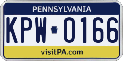 PA license plate KPW0166