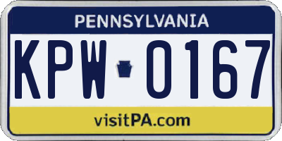 PA license plate KPW0167
