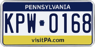 PA license plate KPW0168