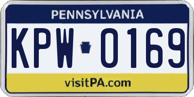 PA license plate KPW0169