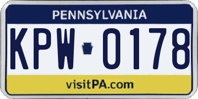 PA license plate KPW0178