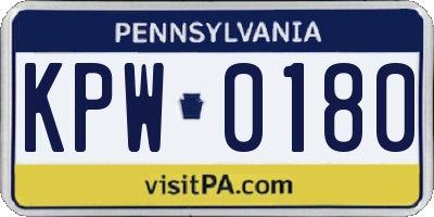PA license plate KPW0180