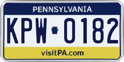 PA license plate KPW0182