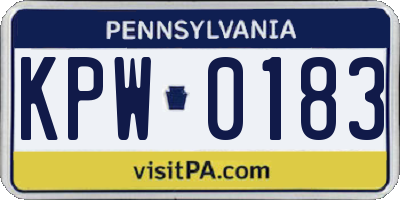 PA license plate KPW0183