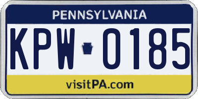 PA license plate KPW0185