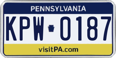 PA license plate KPW0187