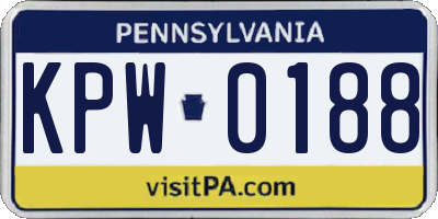 PA license plate KPW0188
