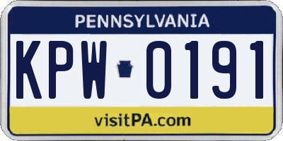 PA license plate KPW0191