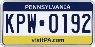 PA license plate KPW0192