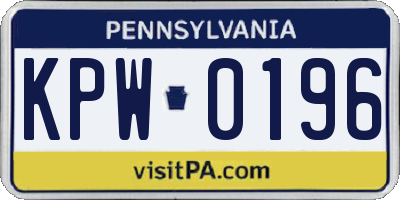 PA license plate KPW0196