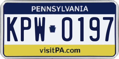 PA license plate KPW0197