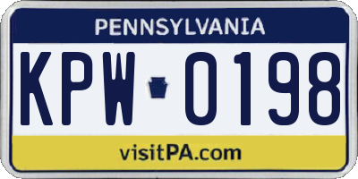 PA license plate KPW0198