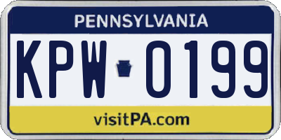 PA license plate KPW0199