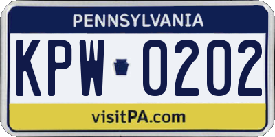 PA license plate KPW0202