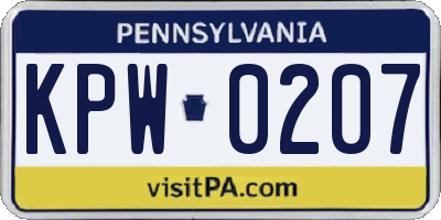 PA license plate KPW0207