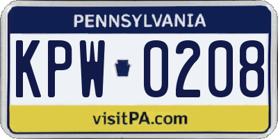PA license plate KPW0208