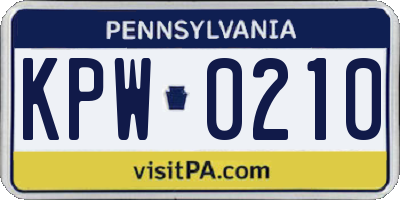 PA license plate KPW0210