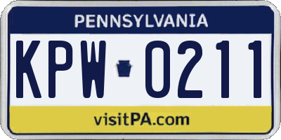 PA license plate KPW0211