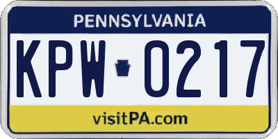 PA license plate KPW0217