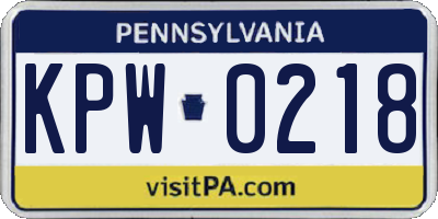 PA license plate KPW0218