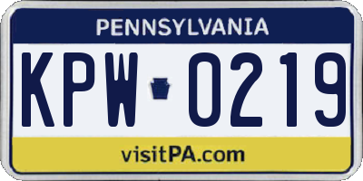 PA license plate KPW0219