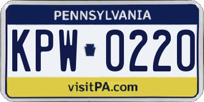 PA license plate KPW0220