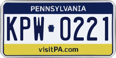 PA license plate KPW0221