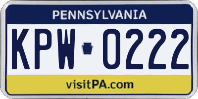 PA license plate KPW0222
