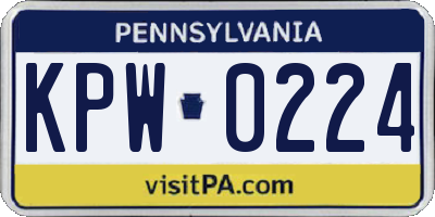 PA license plate KPW0224