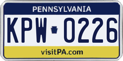 PA license plate KPW0226